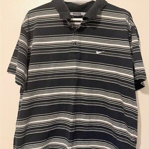Nike Men's Polo Shirt with Black and White Stripes